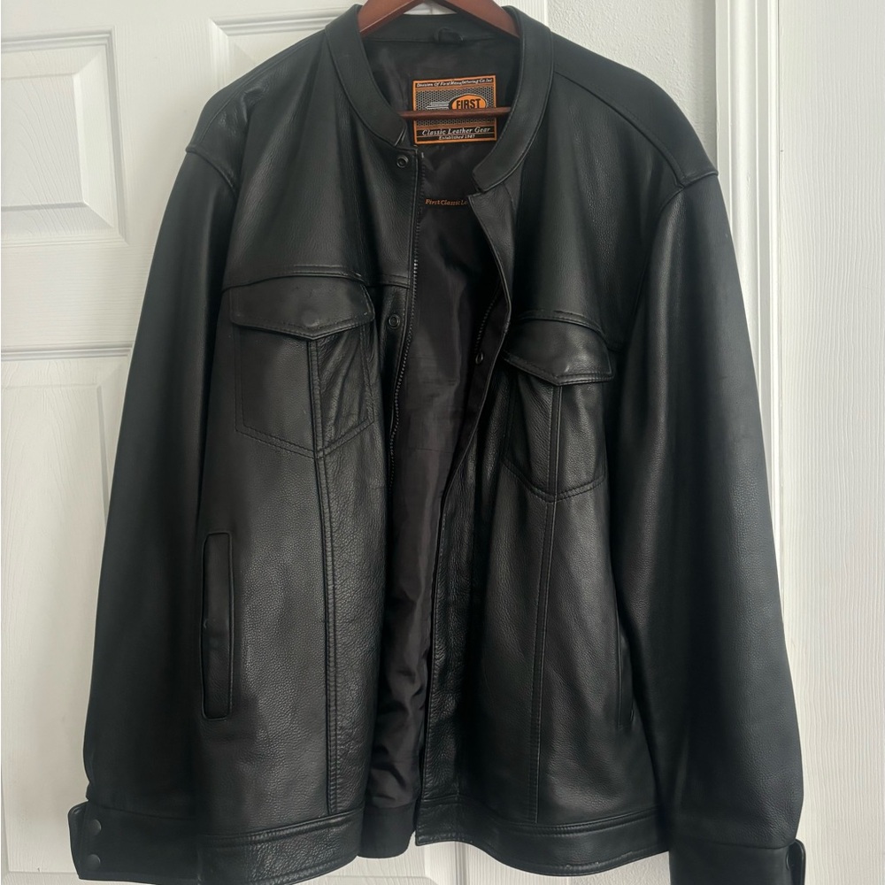 First Classics Black Leather Bomber Jacket/Shirt
